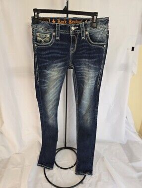 Women's Rock Revival Scotia Skinny Jeans Size 25 | Embellished Flap Pocket Denim